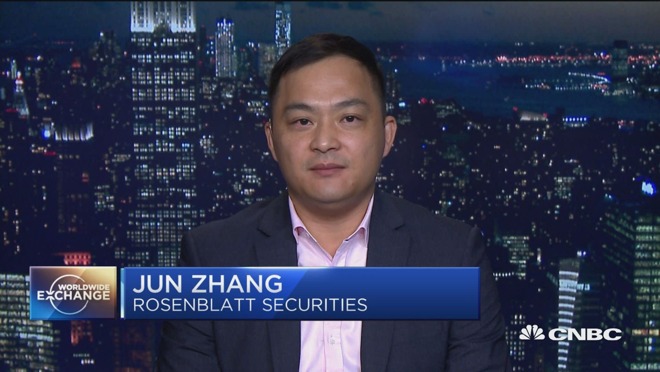 Jun Zhang appearing on CNBC in September 2019
