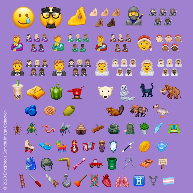 The 117 new emoji approved for release in 2020. Image from emojipedia.