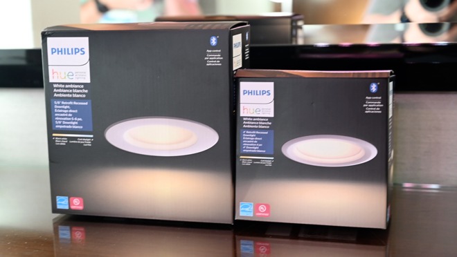 Hue can lights come in white and color and 6-inch and 8-inch sizes