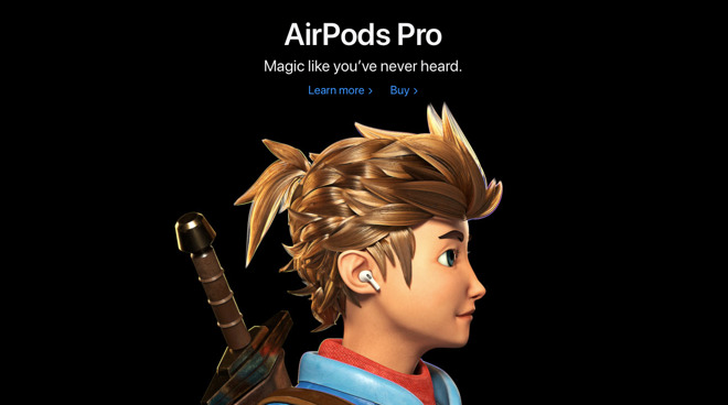 The most elaborate part of the promotion is this AirPods figure who turns into a sword-wielding hero for Apple Arcade