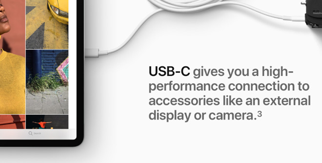 Apple is far from against adopting USB-C -- here it is promoting the feature on its iPad Pro -- but it is against the mandating of any one standard