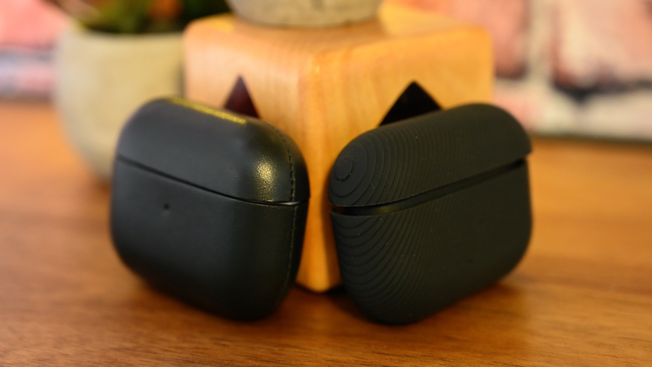 Native Union's handcrafted leather case (left) and Curve silicone case (right) for AirPods Pro