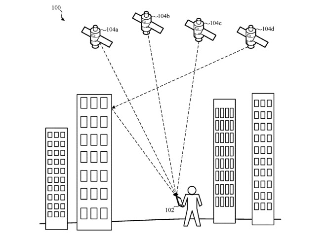 An example of how a device could have incorrect positioning due to GPS signals reflecting off a building.