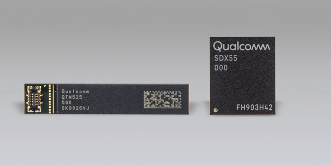 Qualcomm's X55 5G modem chip, expected to be used in the