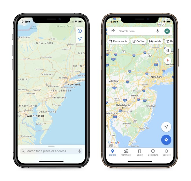 Google prioritized navigation data like highways where Apple prioritized readability at scale