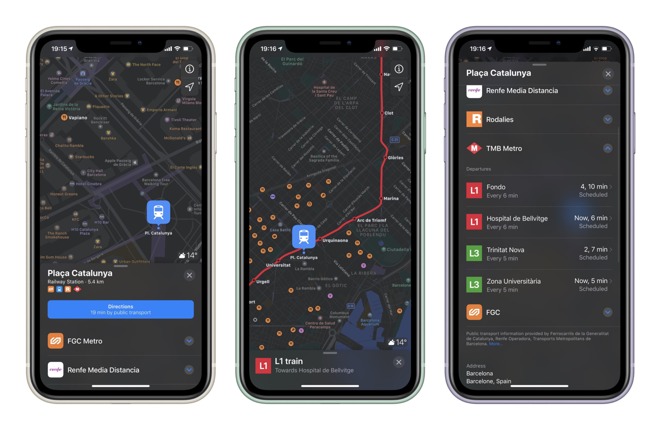 Apple Maps Transit directions in France and Spain