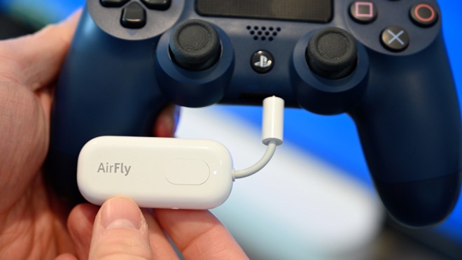 AirFly Pro connected to the PS4's Dualshock 4 controller