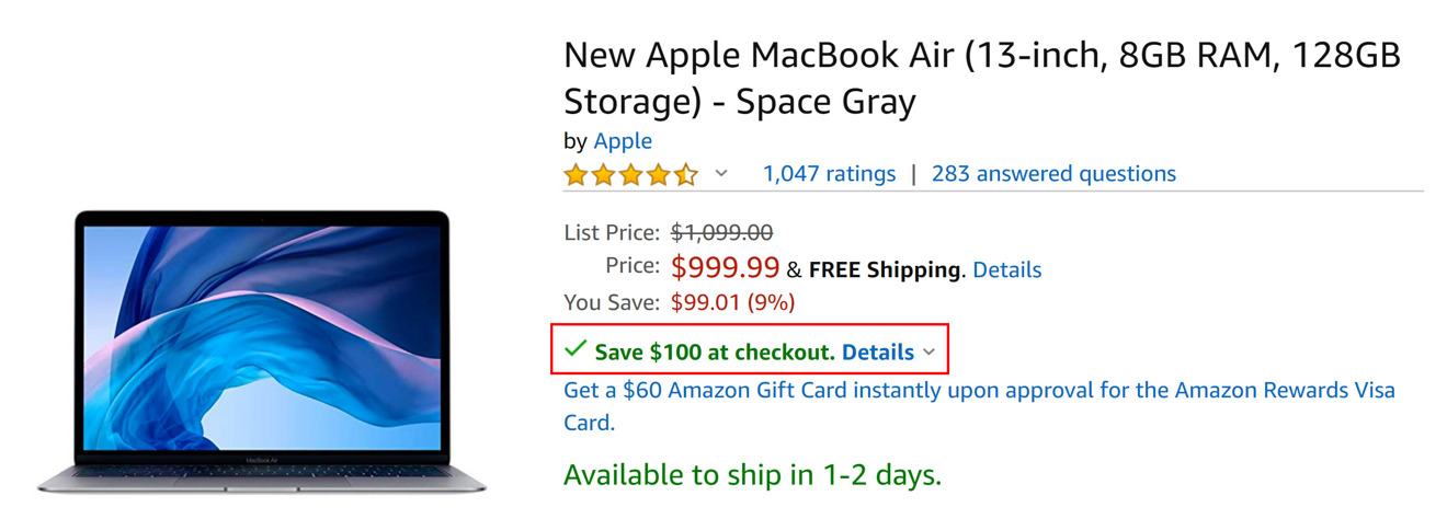 Latest Apple MacBook Air savings