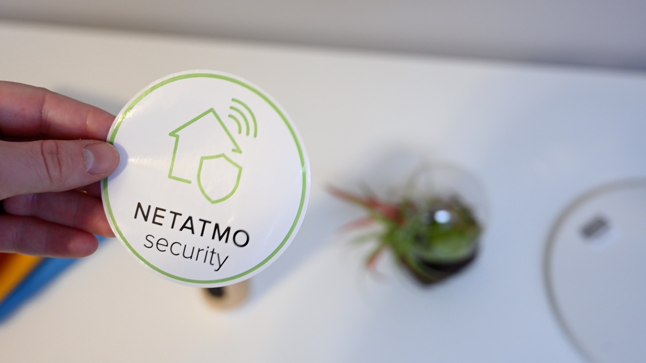 A securty sticker included with the Netatmo Smart Indoor Camera