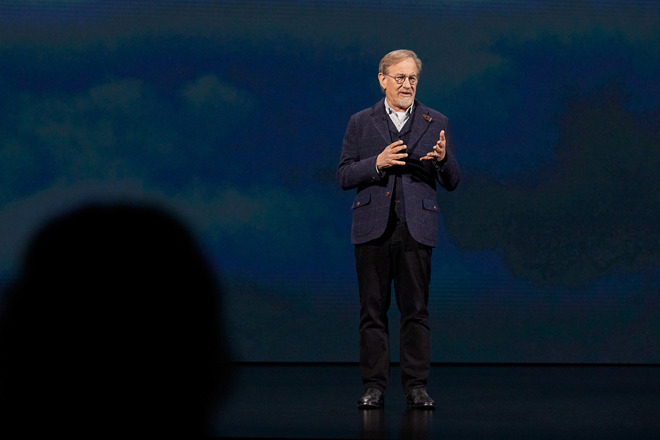 Steven Spielberg at the Apple keynote in Cupertino in the spring of 2019