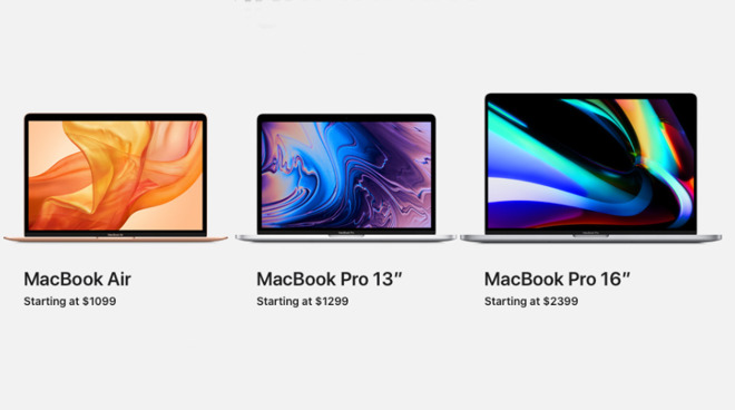 MacBook Air and MacBook Pro options from Apple
