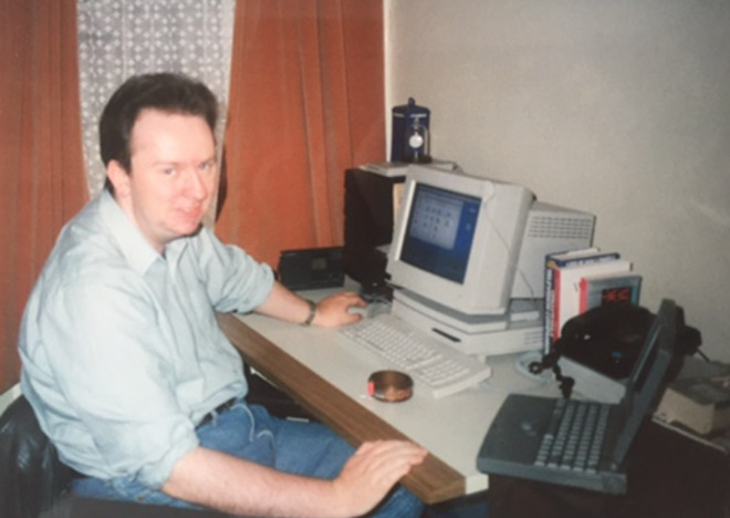 Told you we've done this for decades. Notice the original Macintosh LC and the ancient PowerBook. Don't look at the haircut.
