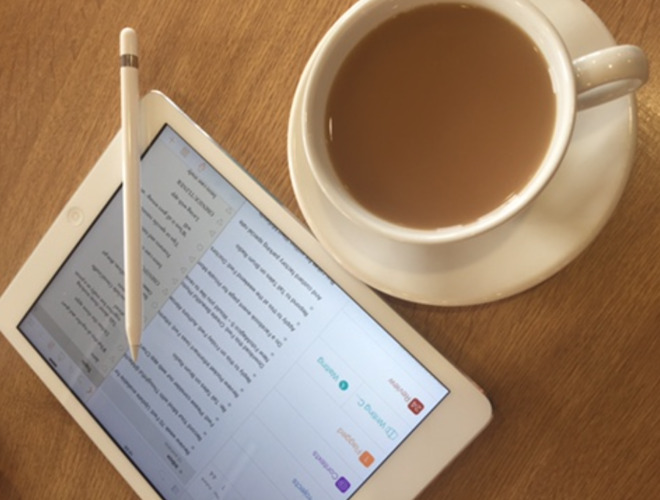 An iPad, an Apple Pencil, and a good cup of tea. You won't want to go back to a corporate office.