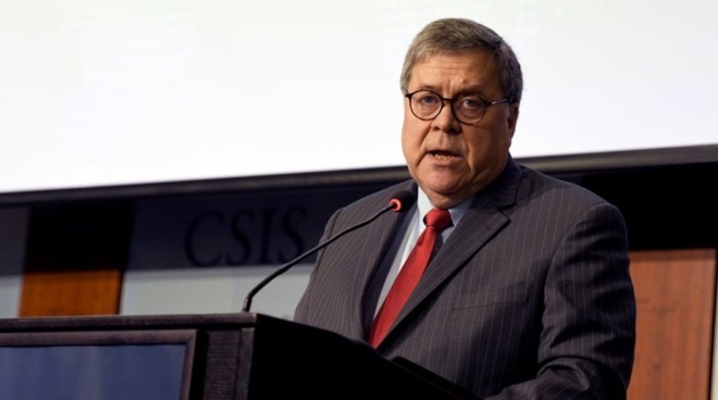 U.S. Attorney General William Barr speaking at the Center for Strategic &amp; International Studies in February