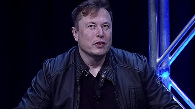 Musk during an on-stage interview at Satellite 2020