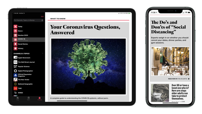 Apple News has a special coronavirus content section