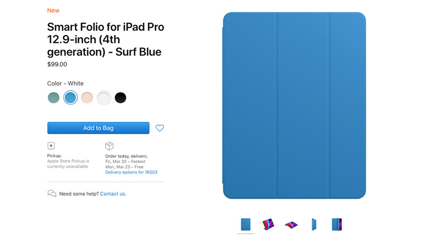 iPad Folio available in Surf Blue