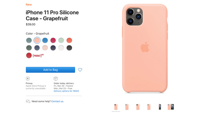 iPhone 11 Pro Silicone Case (Grapefruit color shown)