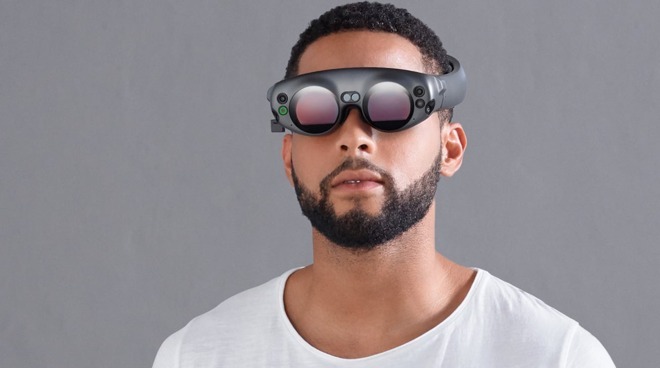 To avoid cumbersome eyepieces, VR head-mounted displays can use mirrors to reflect images. (Shown here: Magic Leap One Lightwear AR goggles.)