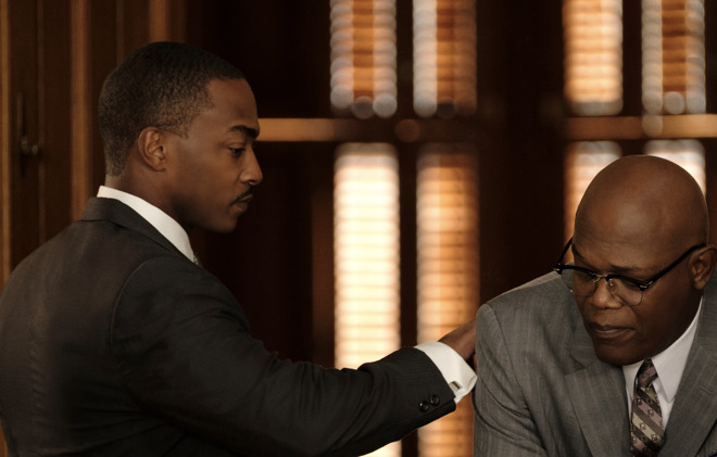 Anthony Mackie and Samuel L. Jackson in The Banker (Apple)
