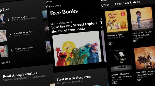 Apple Books free menu