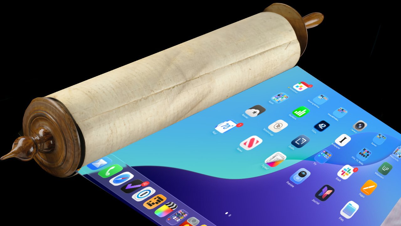 It won't look like this - but it could. Apple's patent includes drawings similar to this. (Scroll source: Wiki Commons)