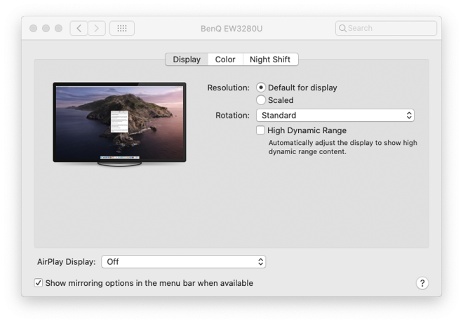 New high dynamic range option in Display settings