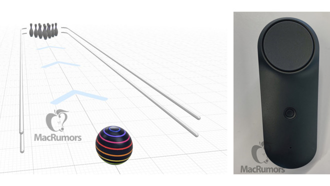 A test bowling game (left) and leaked controller (right) courtesy of MacRumors