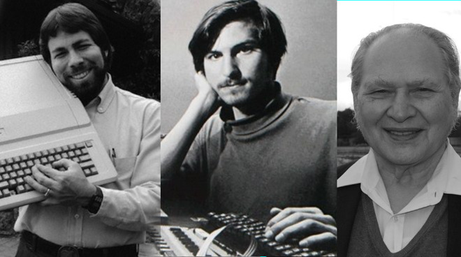 Apple's original founders. L-R: Steve Wozniak, Steve Jobs, Ron Wayne