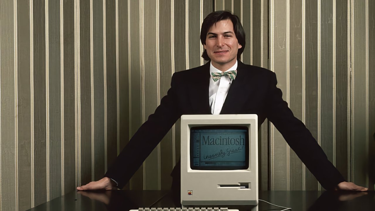 Steve Jobs with the original Macintosh, made eight years after Apple's founding