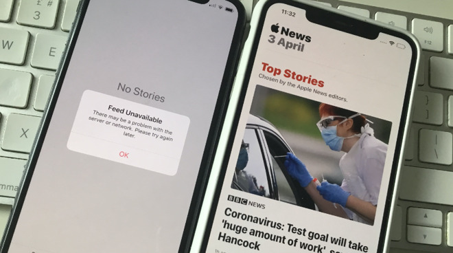 These two iPhones are on the same network and using the same Apple ID. The iPad that the shot was taken with also has Apple News running, but it did take longer than usual to load.