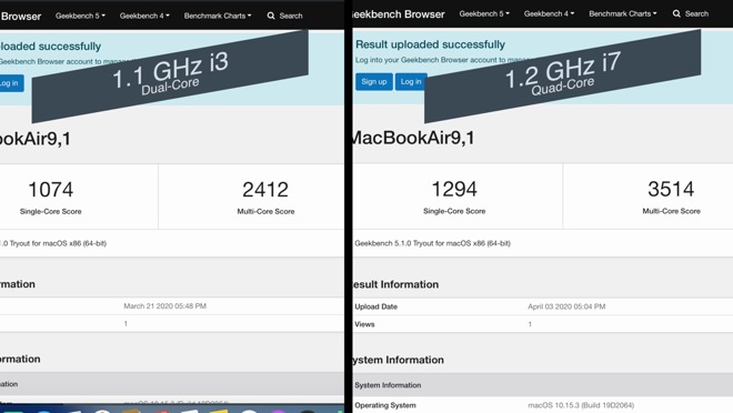 Compared: 2020 MacBook Air i3 versus MacBook Air i7