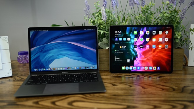 12.9-inch iPad Pro (right) and MacBook Air (left)