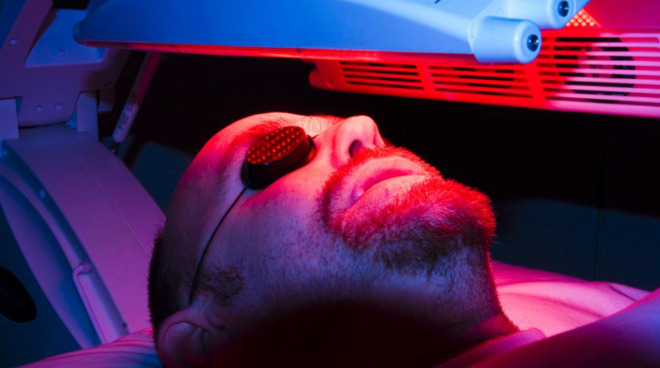 A patient undergoing photodynamic therapy (source: Medical News Today)
