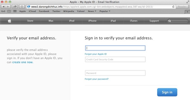 An example of a fradulent Apple phishing page. Credit: Malwarebytes Lab