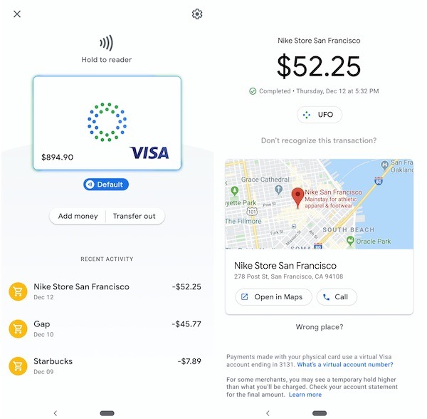 Google Card in the Google Pay app. Credit: TechCrunch