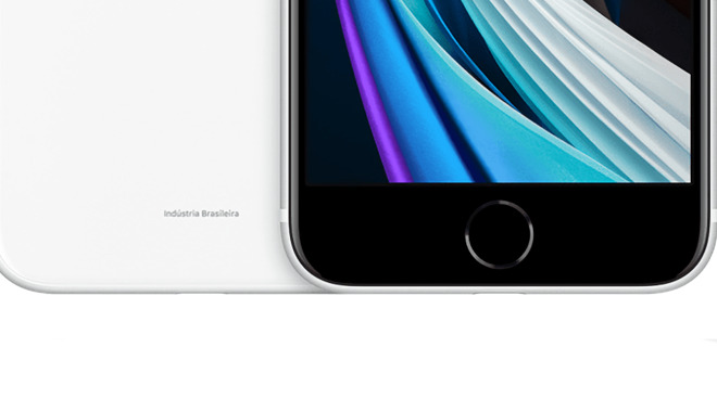 Notice the text at the bottom of the white iPhone SE's rear.