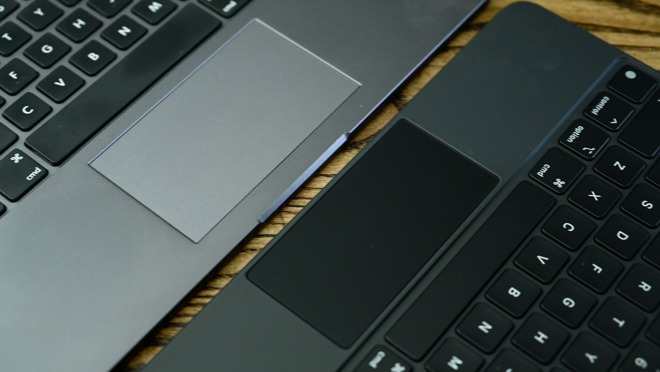 Magic Keyboard trackpad (right) versus Brydge Pro+ trackpad (left)