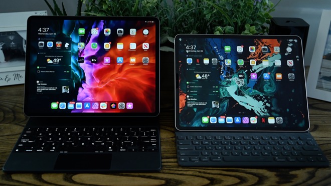 iPad Pro 12.9-inch on the Magic Keyboard (left) and the Smart Keyboard Folio (right)