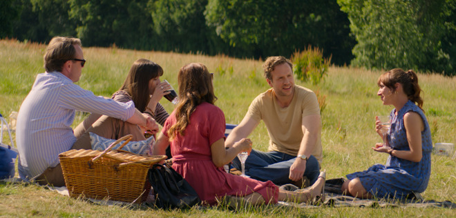 Rafe Spall, Esther Smith, Bruce MacKinnon, Susannah Wise and Karina Fernandez in Trying, premiering May 1 on Apple TV+