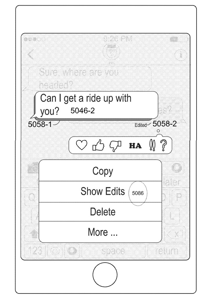 Detail from the patent showing how a user might elect to edit a previously-sent message