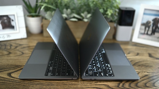 The 2020 MacBook Air (left) compares well with the 2020 13-inch MacBook Pro (right)