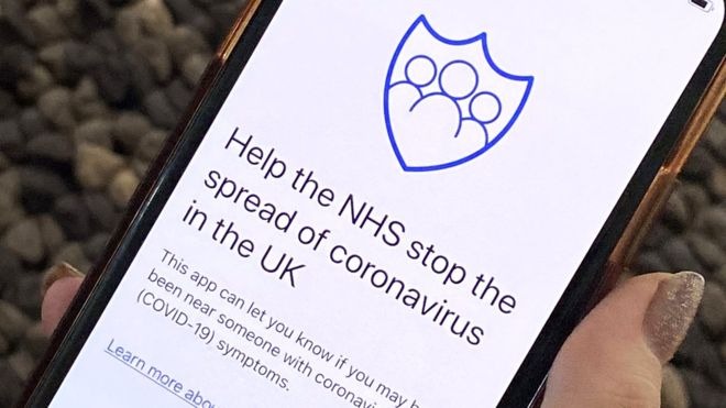 The U.K. contact tracing app. Credit: NHS.