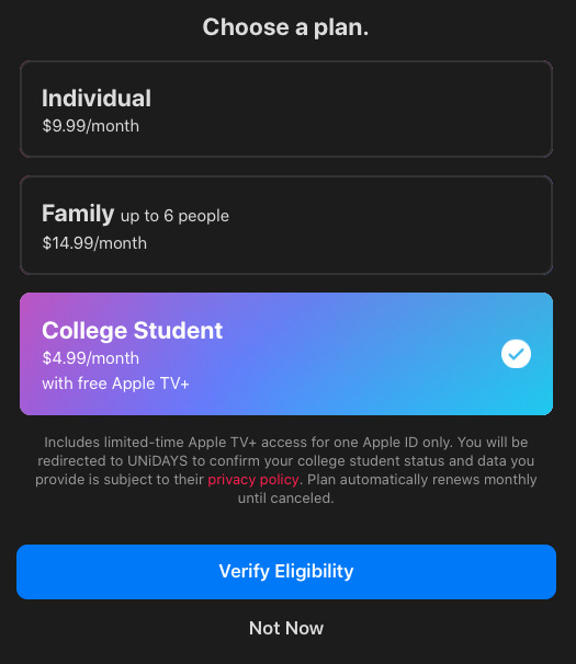 Apple payment plan for students