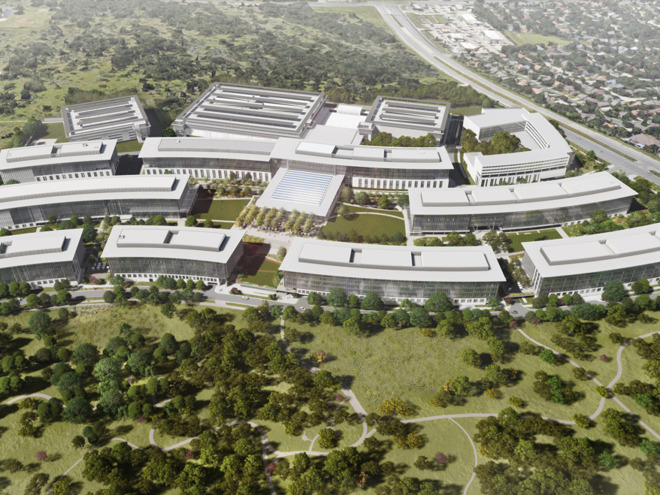 A rendering of Apple's planned $1 billion Austin campus, courtesy of the company.