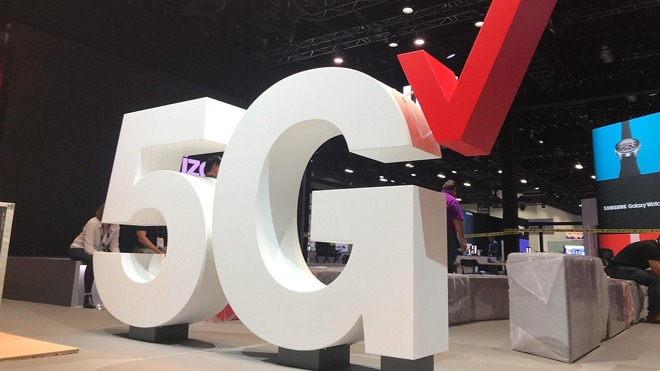 A Verizon 5G sign at Mobile World Congress Americas in 2018. Credit: Verizon