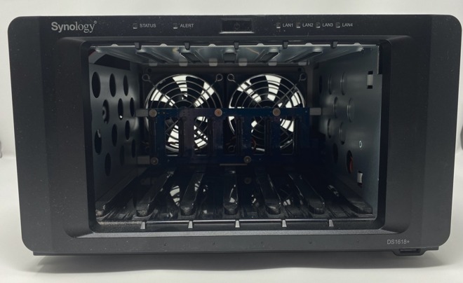 Drive slots interior to the Synology DS-1618+