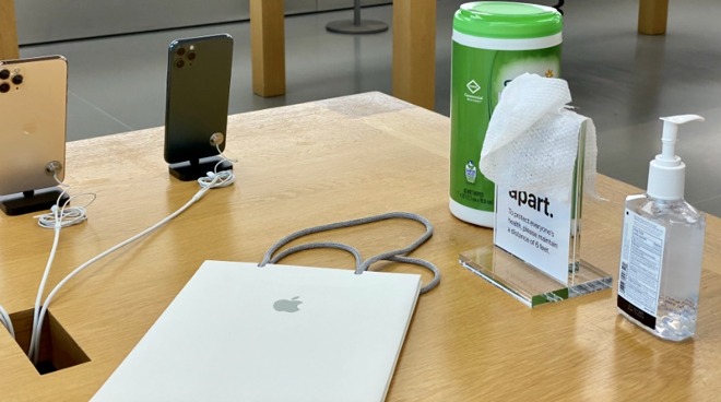 Apple Store disinfecting station