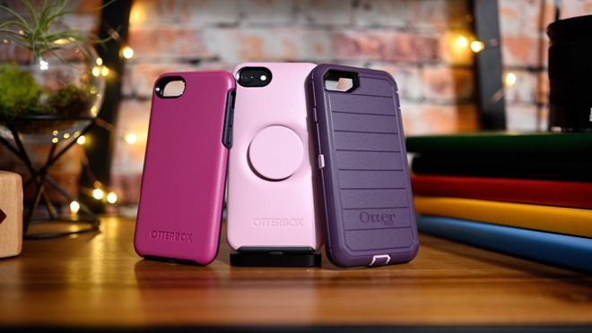 OtterBox Symmetry (left), Pop + Otter (center), and Defender Pro (right)