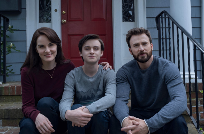 Michelle Dockery, Jaeden Martell and Chris Evans in